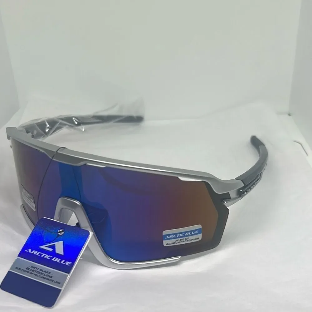 Arctic Blue Sports Sunglasses UV400 Protection Wrap Shield Frame